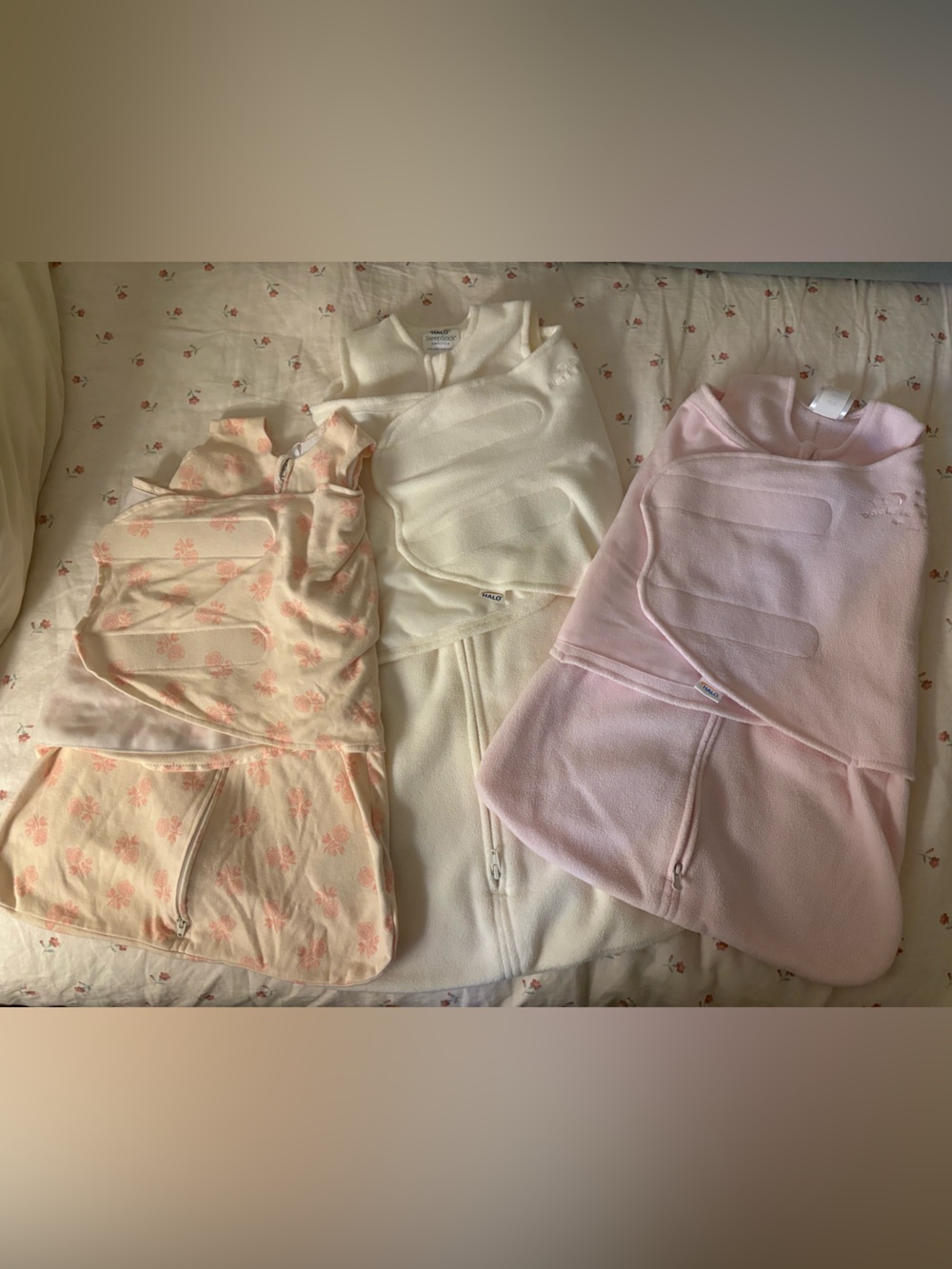 Halo Soft Baby Sleep Sacks Trio - Pink, Cream & Floral